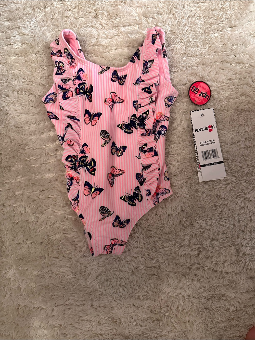 Kensie Girl Pink Butterfly One-Piece Swimsuit NWT